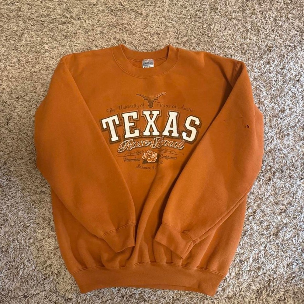 Gildan Sweatshirt Men Medium Orange Fair Texas Longhorns Rose Bowl 2006 Crewneck